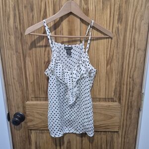 Wet Seal White Black Polka Dot Ruffle Cami